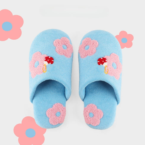 Tufted Flower Soft House Slippers