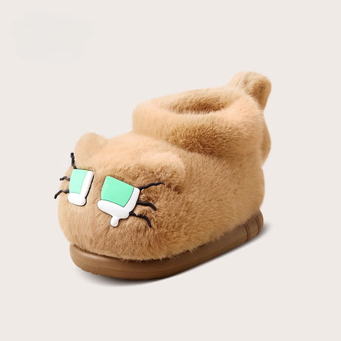 Whimsical Feline Plush Home Boots
