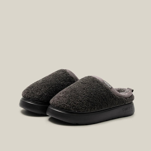 Fuzzy Teddy Fleece Platform Slippers