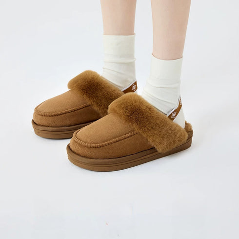 Plush Suede Slingback Platform Slippers
