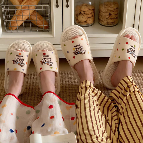Playful Pony Dot Linen Slides