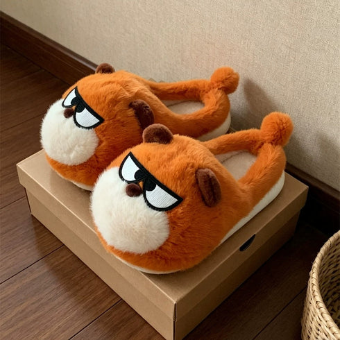 Sunglasses Puppy Face Plush Slippers
