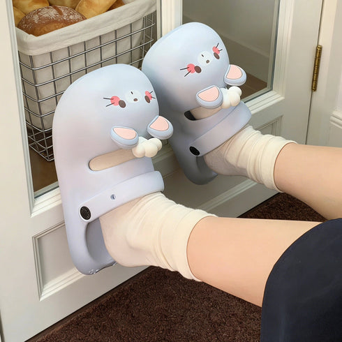 Whimsical Cartoon Mouse Platform Clogs