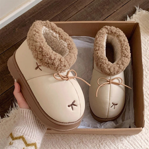 Bow Knot Fuzzy Cuff Snow Boots