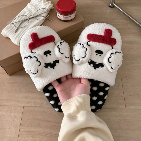 Puppy Face Polka Dot Slippers