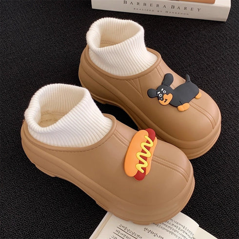 Playful Dachshund Hotdog Platform Boots