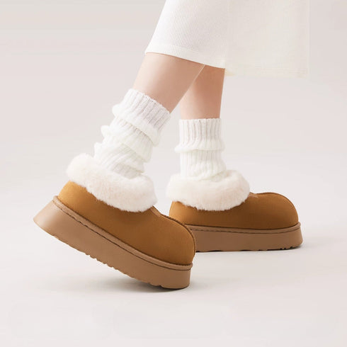 Chunky Burger Plush Platform Slippers