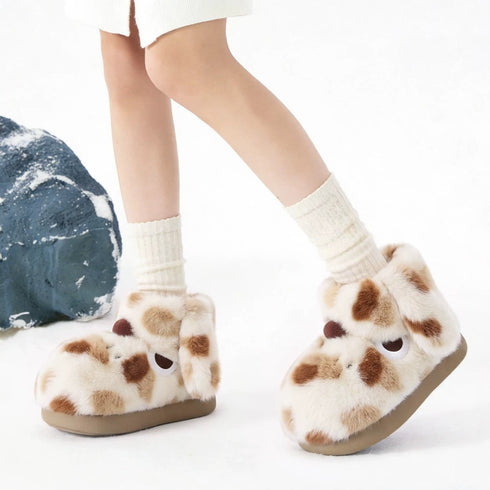Spotted Puppy Ear Plush Slippers