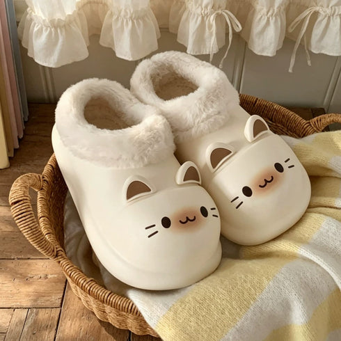 Cat Ear Waterproof Plush Slippers