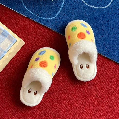 Polka Dot Mushroom Plush Slippers