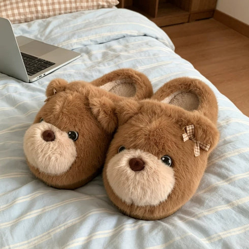 Teddy Bear Plush House Slippers