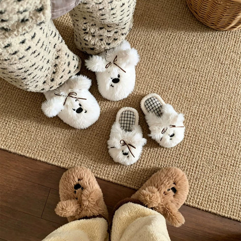 Fuzzy Puppy Face Indoor Slippers