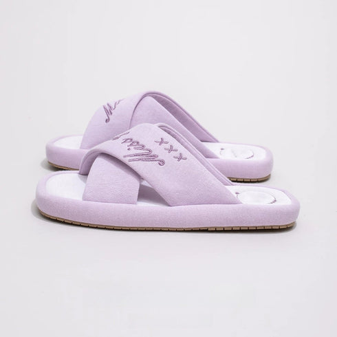 Breezy Embroidered Cross Strap Slides