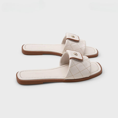 Chic Quilted Square Toe Slides