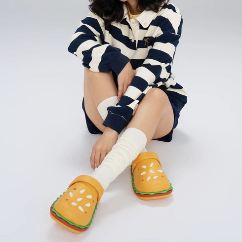Novelty Burger Shaped Platform Clogs