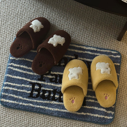 Cozy Fleece Puppy Patch Slippers