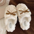 Lace Bow Plush House Slippers