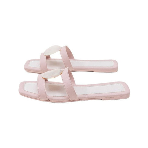 Chic Shell Decor Flat Slides