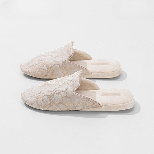Petal-Stitch Indoor Mule Slippers