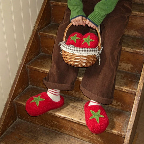 Plush Tomato Fleece House Slippers