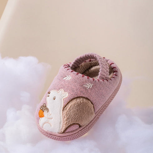 Cozy Squirrel Knit Toddler Slippers