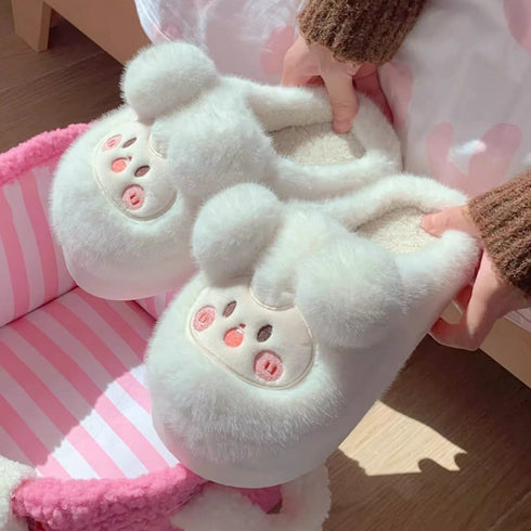 Fuzzy Pom Pom Cartoon Slippers