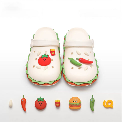 Novelty Burger Shaped Platform Clogs