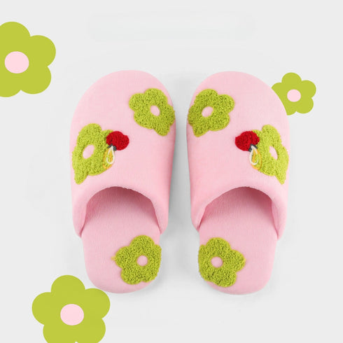 Tufted Flower Soft House Slippers