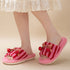 Cherry Bow Stripe Plush Slippers