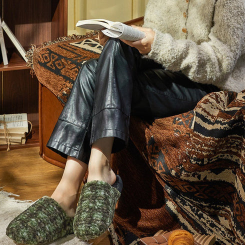 Chunky Plaid Lounge Slippers