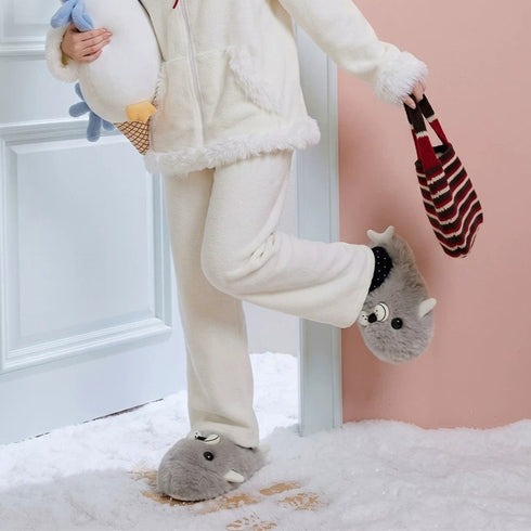 Plush Seal Winter House Slippers