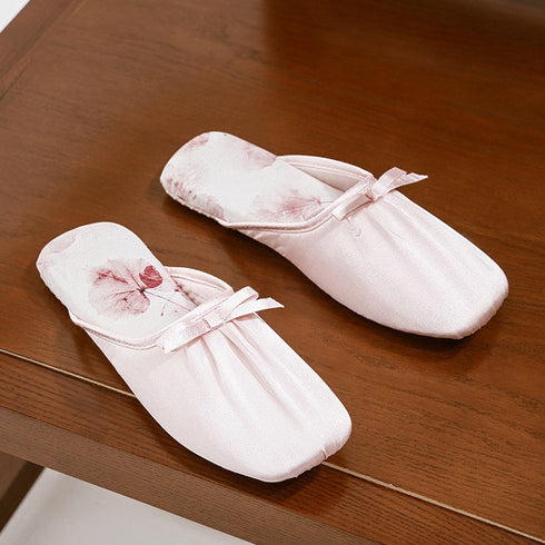 Silky Bow Pointed Home Slippers