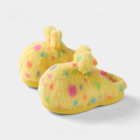 Fuzzy Spotted Antler Plush Slippers