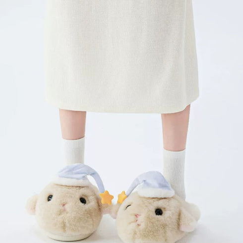 Sleepy Lamb Nightcap Plush Slippers