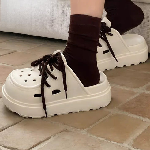Chunky Lace Up Platform Clogs