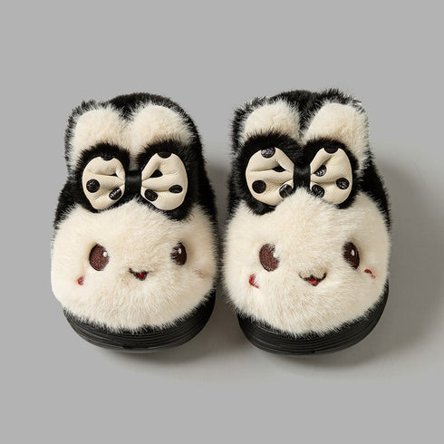 Plush Bunny Bow Kids Slippers