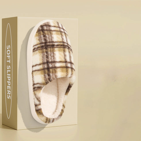 Retro Plaid Chunky Platform Slippers