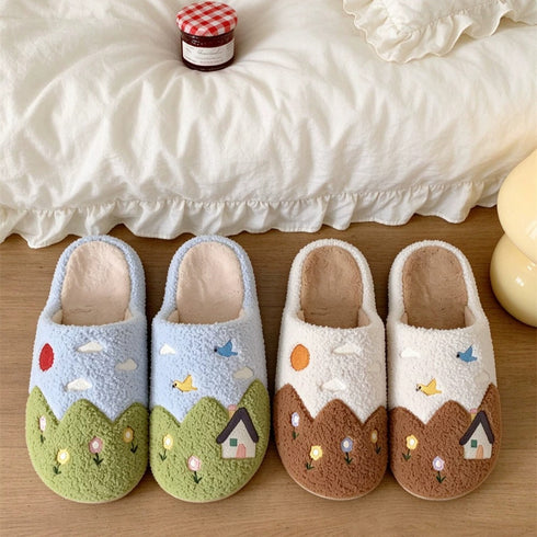 Countryside Cottage Fleece Slippers
