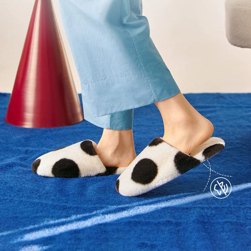Retro Polka Dot Plush Slippers