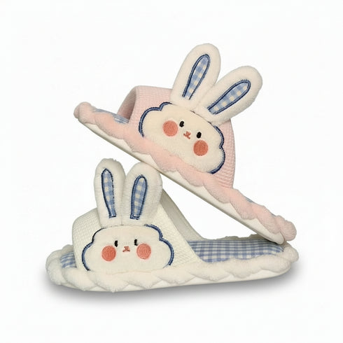 Ruffled Gingham Bunny Slippers