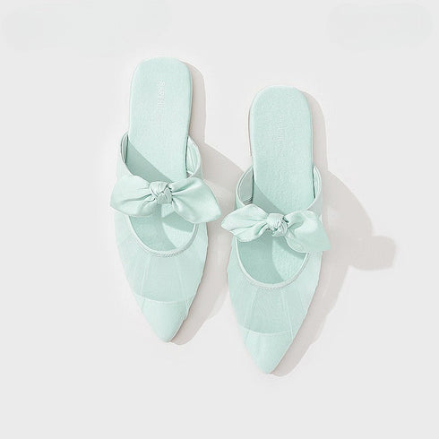 Chic Mesh Bow Pointed Mules