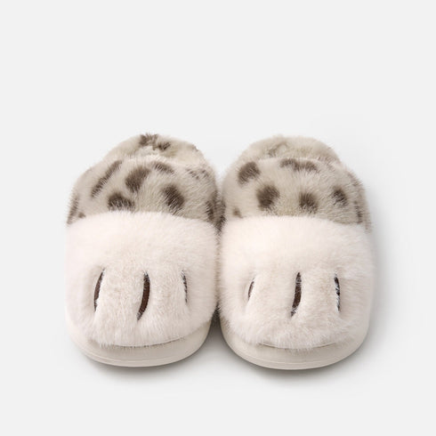 Spotted Cat Paw Fuzzy Slippers