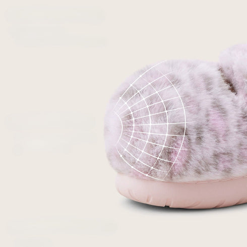 Fuzzy Spotted Mary Jane Slippers