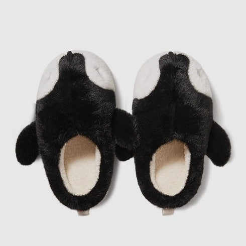 Playful Penguin Fuzzy House Slippers