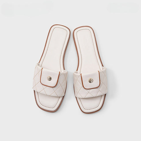 Chic Quilted Square Toe Slides