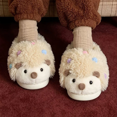 Whimsical Hedgehog Plush House Slippers