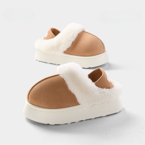 Plush Cuff Platform Slippers