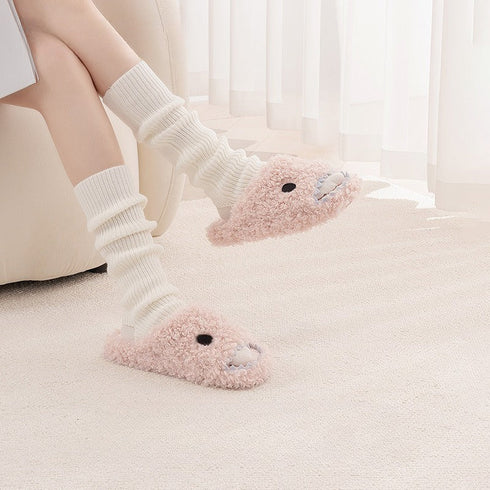 Fuzzy Shark Bite Plush Slippers