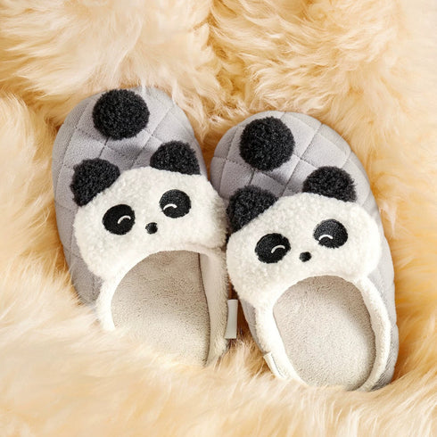 Quilted Cartoon Animal Pompom Slippers