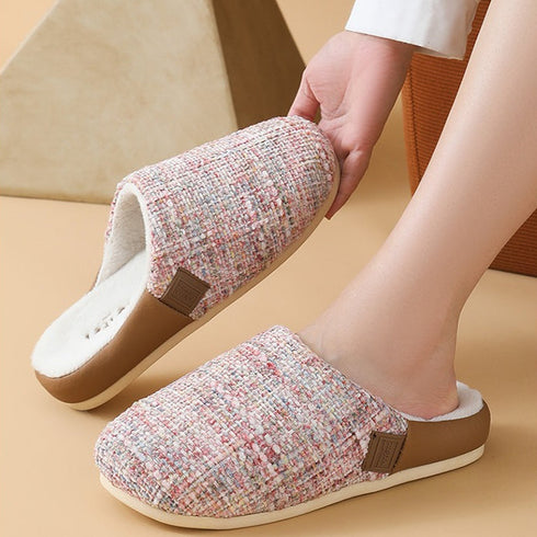 Bouclé Tweed Plush-Lined Slippers